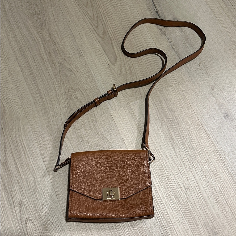 Michael Kors Small Brown Leather Bag with Gold Clasp